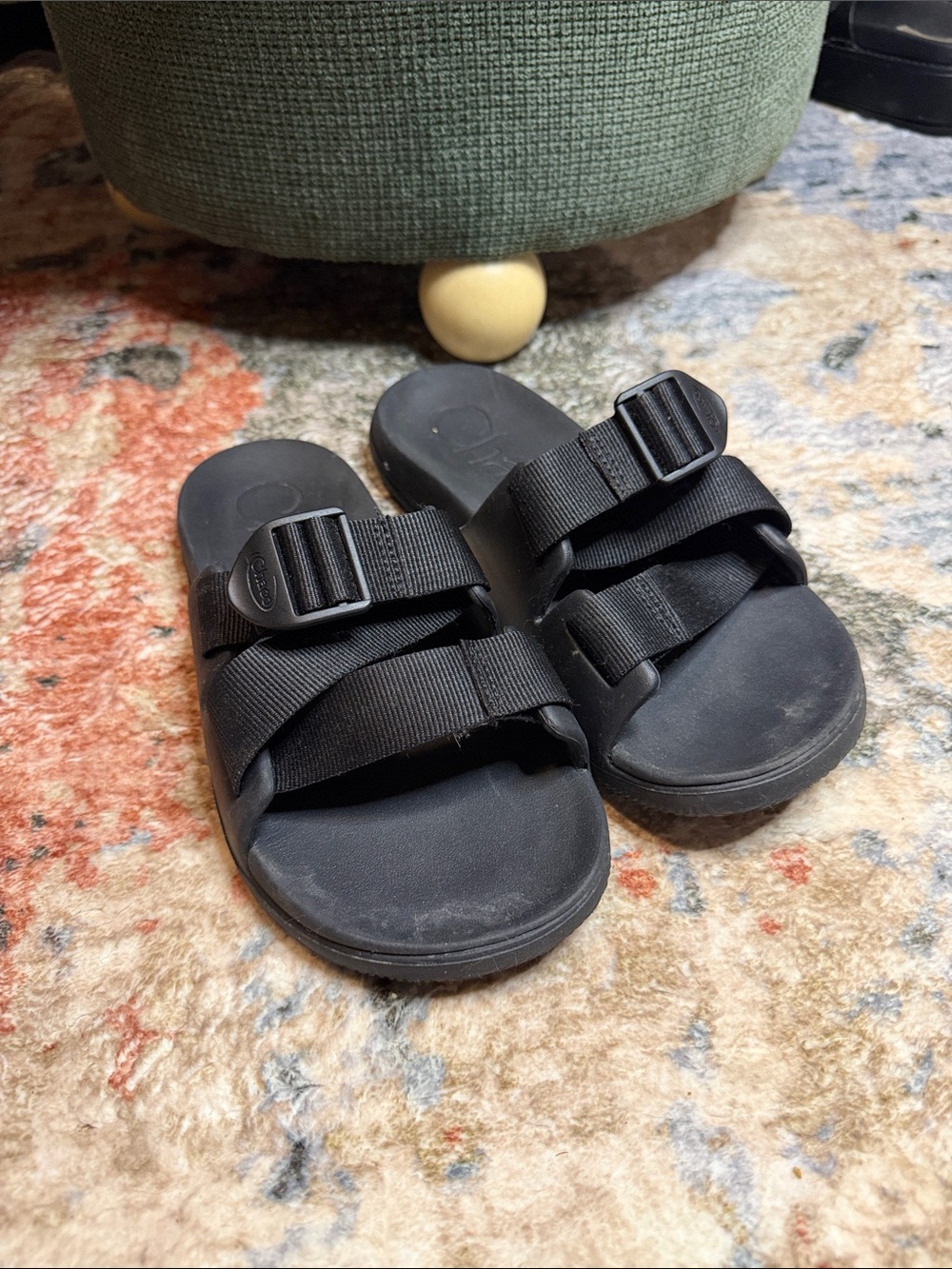 Chaco Womens Chillos Black Double-Strap Slide Sandals with Buckles